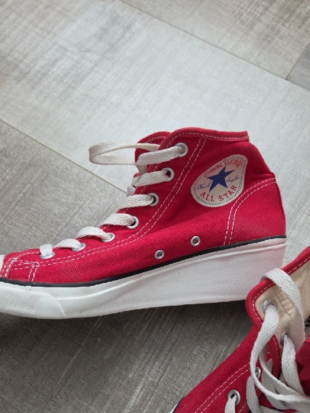 Converse Red High Top Platform Sneakers - Picture 4 of 7